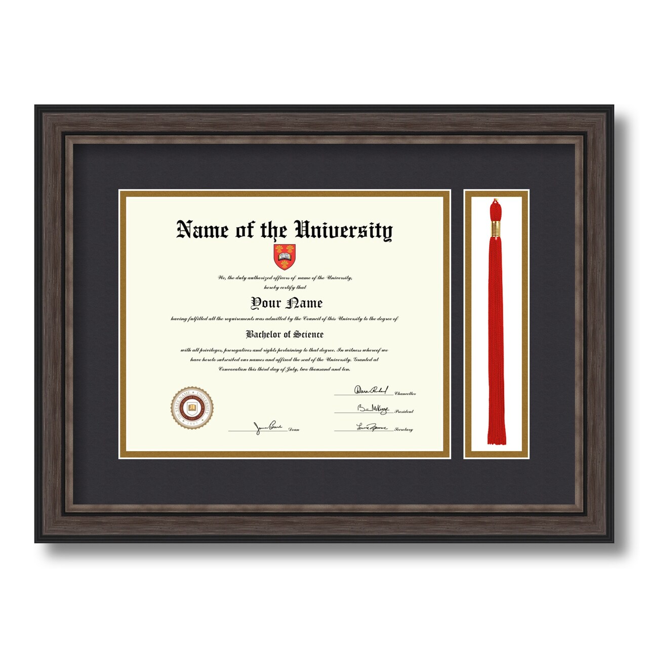 ArtToFrames 8x10 inch Diploma Frame with Tassel Opening - Framed with Black and Gold Mats, Comes with Regular Glass and Sawtooth Hanger for Wall Hanging (DT-8x10)